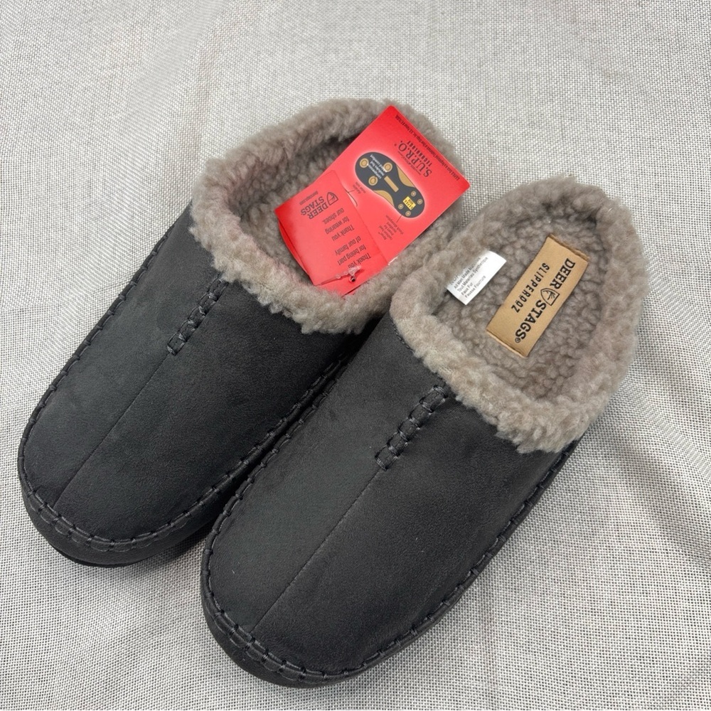 Dearfoams Men's Black Slippers 9M
